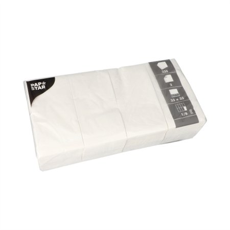 Servetten 2-laags 1/8-vouw 33cm x 33cm Wit
