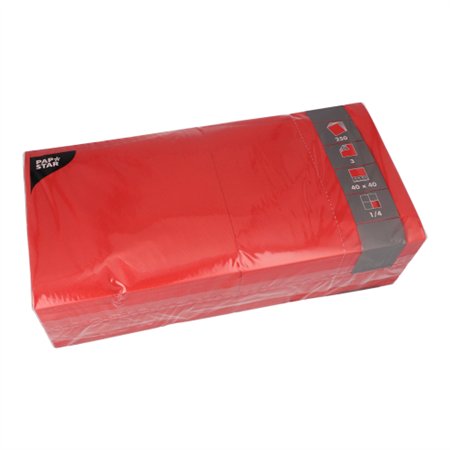 Servetten 3-laags 1/4 vouw 40cm x 40cm Rood - Horecavoordeel.com