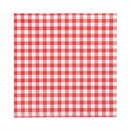 Servetten 3-laags 1/4 vouw 33cm x 33cm Rood Vichy Karo - Horecavoordeel.com