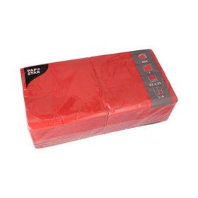 Servetten 1-laags 1/4 vouw 33cm x 33cm Rood - Horecavoordeel.com