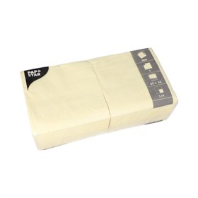 Servetten 1-laags 1/4 vouw 33cm x 33cm Crème