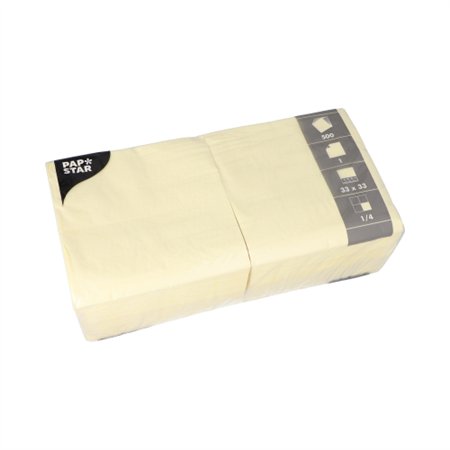Servetten 1-laags 1/4 vouw 33cm x 33cm Crème