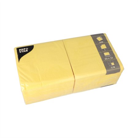 Servetten 1-laags 1/4 vouw 33cm x 33cm Geel
