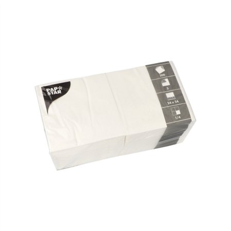 Servetten 3-laags 1/4 vouw 24cm x 24cm Wit