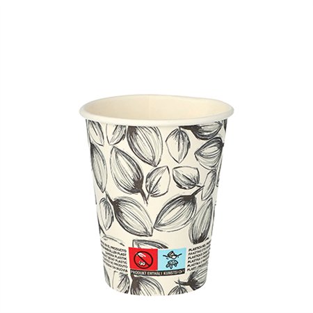Drinkbekers Karton To Go 0,2 l Ø 8cm x 9,1cm Leaves