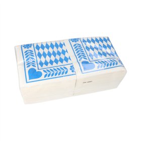 Servetten 3-laags 1/4 vouw 33cm x 33cm Beiers Blauw - Horecavoordeel.com