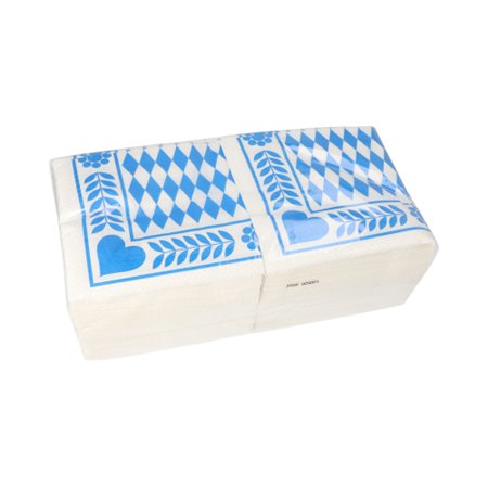 Servetten 3-laags 1/4 vouw 33cm x 33cm Beiers Blauw - Horecavoordeel.com