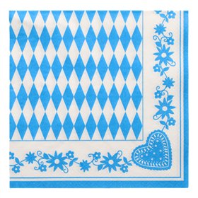 Servetten 3-laags 1/4 vouw 40cm x 40cm Beiers Blauw - Horecavoordeel.com