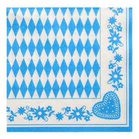 Servetten 3-laags 1/4 vouw 40cm x 40cm Beiers Blauw - Horecavoordeel.com