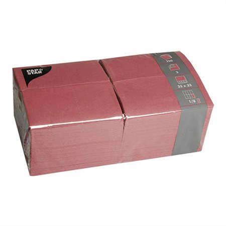 Servetten 3-laags 1/8-vouw 33cm x 33cm Bordeaux - Horecavoordeel.com