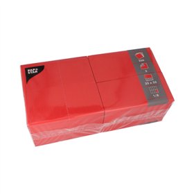 Servetten 3-laags 1/8-vouw 33cm x 33cm Rood - Horecavoordeel.com