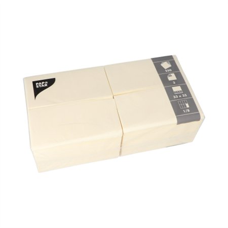 Servetten 3-laags 1/8-vouw 33cm x 33cm Crème - Horecavoordeel.com
