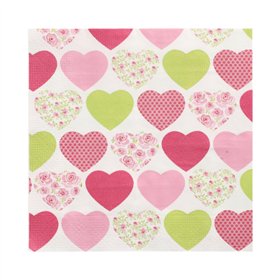 Servetten 3-laags 1/4 vouw 33cm x 33cm Sweetheart