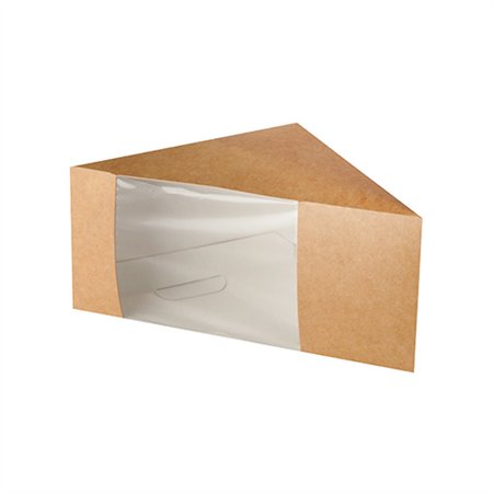 Kartonnen sandwichboxen met venster van PLA Pure 12,3cm x 12,3cm x 8,2cm Bruin