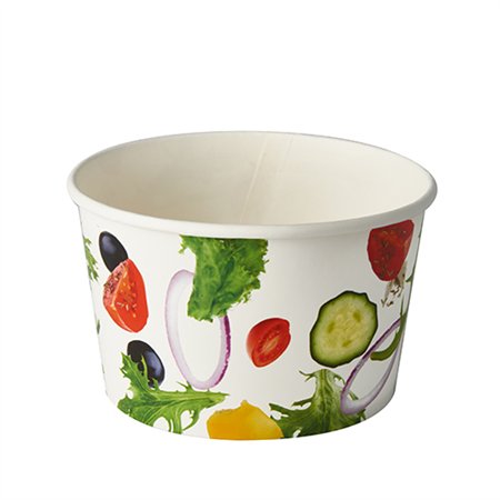 Saladebakken Karton To Go 600ml Ø 12,5cm x 7,5cm Salad - Horecavoordeel.com