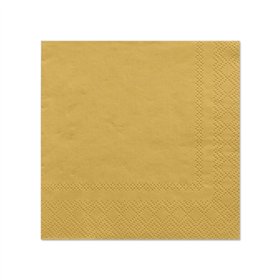 Servetten 3-laags 1/4 vouw 25cm x 25cm Goud