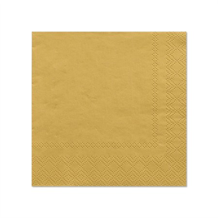 Servetten 3-laags 1/4 vouw 25cm x 25cm Goud