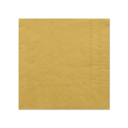 Servetten 3-laags 1/4 vouw 25cm x 25cm Goud