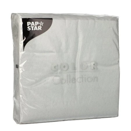 Servetten 1-laags 1/4 vouw 33cm x 33cm lichtgrijs