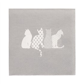 Servetten 3-laags 1/4 vouw 33cm x 33cm Cats