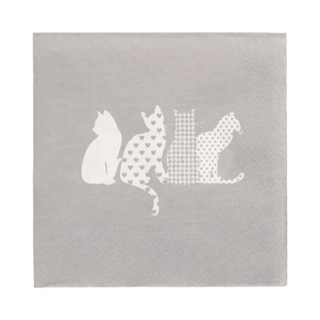 Servetten 3-laags 1/4 vouw 33cm x 33cm Cats