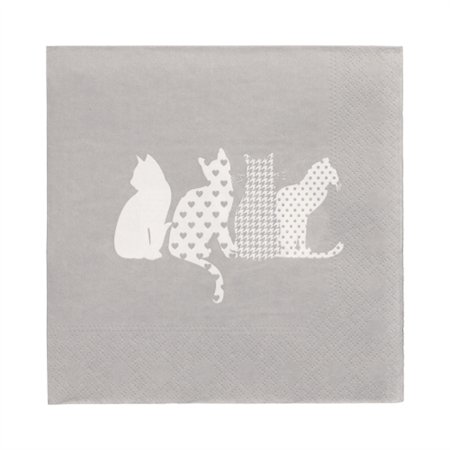Servetten 3-laags 1/4 vouw 33cm x 33cm Cats - Horecavoordeel.com