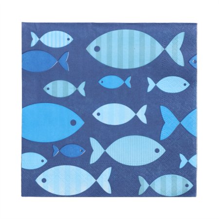 Servetten 3-laags 1/4 vouw 33cm x 33cm Blue Fish
