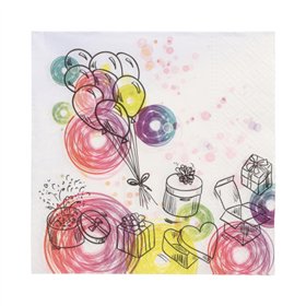 Servetten 3-laags 1/4 vouw 33cm x 33cm Birthday Gifts - Horecavoordeel.com