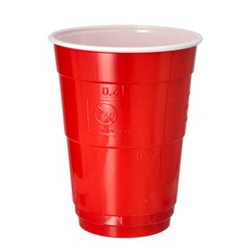 Drinkbeker voor bier PS 0,4 l Ø 9,5cm x 12cm Rood/Wit - Horecavoordeel.com