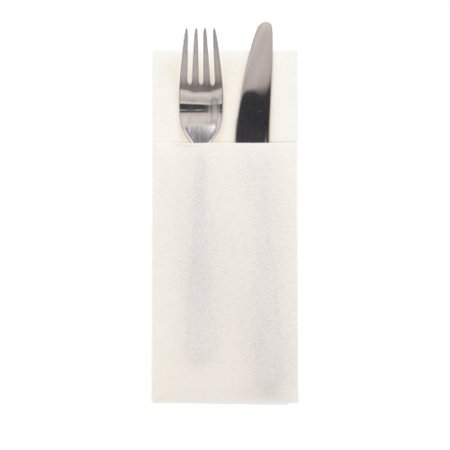 Servetten met bestekzakjes airlaid 1/8 vouw 40cm x 33cm Wit - Horecavoordeel.com