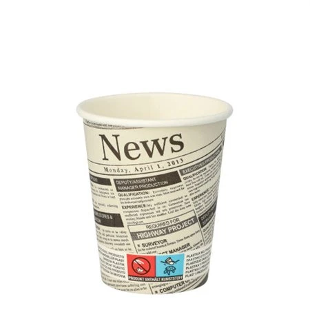 Drinkbekers Karton To Go 0,2 l Ø 8cm x 9,2cm Newsprint - Horecavoordeel.com