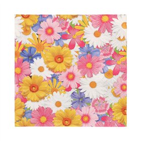 Servetten 3-laags 1/4 vouw 33cm x 33cm Daisies Mix - Horecavoordeel.com