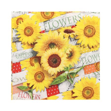 Servetten 3-laags 1/4 vouw 33cm x 33cm Sunflower Field - Horecavoordeel.com