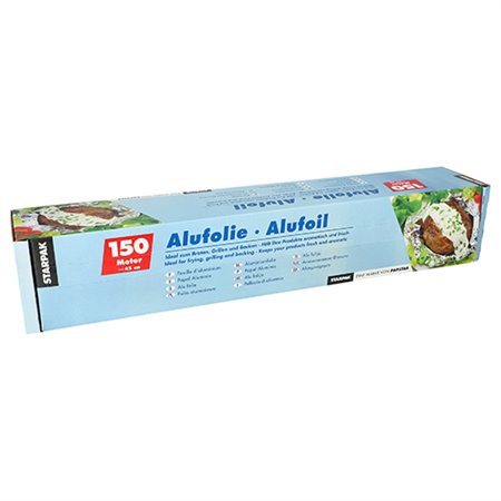Aluminiumfolie 150 m x 45cm in dispenser doos - Horecavoordeel.com