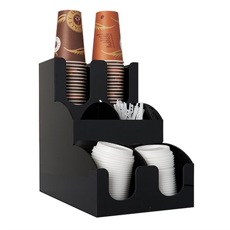 Organizer voor koffiebekers en -deksels To Go 31cm x 30,5cm x 21cm Zwart - Horecavoordeel.com