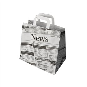 Draagtassen Papier 25cm x 26cm x 17cm Newsprint met handvatten