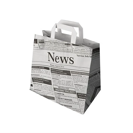 Draagtassen Papier 25cm x 26cm x 17cm Newsprint met handvatten
