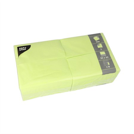 Servetten 3-laags 1/8 vouw 33cm x 33cm lime