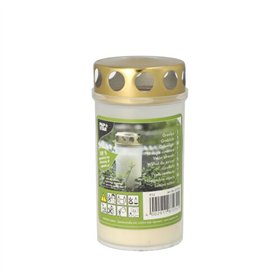 Olielampen T3 100 % plantaardig vet Ø 6,5cm x 12,5cm Wit Transparant met gouden deksel - Horecavoordeel.com