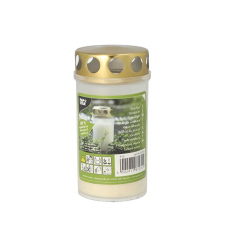 Olielampen T3 100 % plantaardig vet Ø 6,5cm x 12,5cm Wit Transparant met gouden deksel