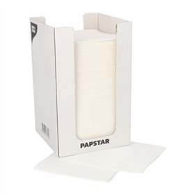 Servetten 2-laags PUNTO 1/4 vouw 20cm x 20cm Wit micro reliëf in buffetbox - Horecavoordeel.com