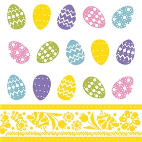 Servetten 3-laags 1/4 vouw 33cm x 33cm Coloured Eggs - Horecavoordeel.com