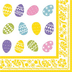 Servetten 3-laags 1/4 vouw 40cm x 40cm Coloured Eggs - Horecavoordeel.com