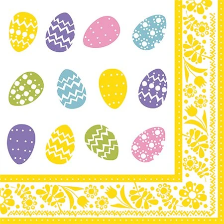 Servetten 3-laags 1/4 vouw 40cm x 40cm Coloured Eggs