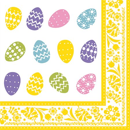 Servetten 3-laags 1/4 vouw 40cm x 40cm Coloured Eggs - Horecavoordeel.com