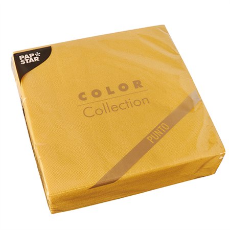 Servetten 2-laags PUNTO 1/4 vouw 38cm x 38cm Geel micro reliëf - Horecavoordeel.com