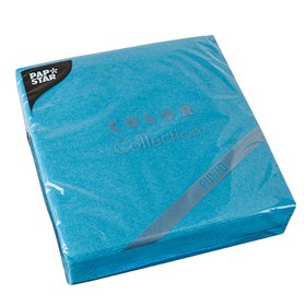 Servetten 2-laags PUNTO 1/4 vouw 38cm x 38cm Turkoois micro reliëf