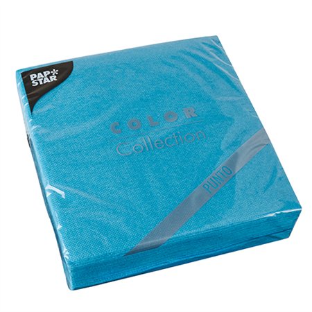 Servetten 2-laags PUNTO 1/4 vouw 38cm x 38cm Turkoois micro reliëf - Horecavoordeel.com