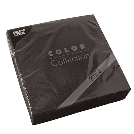 Servetten 2-laags PUNTO 1/4 vouw 38cm x 38cm Zwart micro reliëf