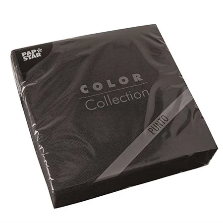 Servetten 2-laags PUNTO 1/4 vouw 38cm x 38cm Zwart micro reliëf
